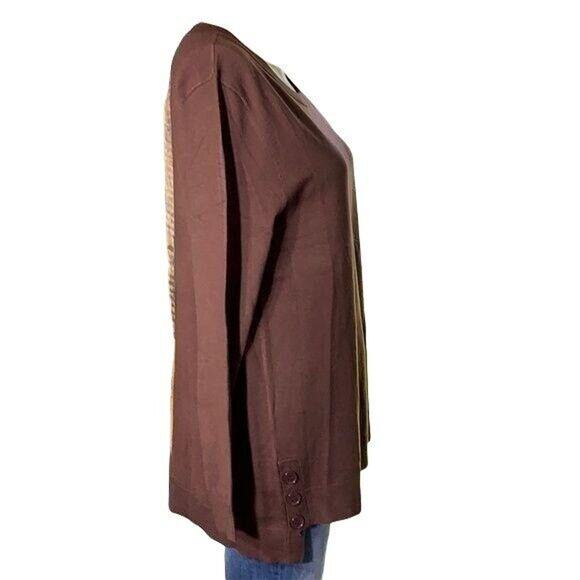 ModCloth Womens Button Detail Pullover Tunic Sweater High Low Brown Medium - Picture 4 of 14